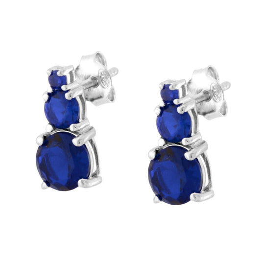 Ohrringe Trilogy Degrade mit Cubic Zirconia Blau Zafiro aus 925er Silber rhodiniert - MeinSchmuckShop