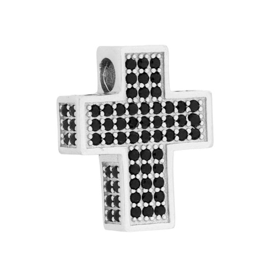 Anhänger Kreuz mit Cubic Zirconia, schwarz, in Silber 925 galvanisch Rhodium-beschichtet - MeinSchmuckShop