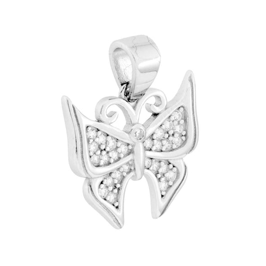 Schmetterling-Anhänger mit weißen Cubic Zirconia aus 925er Silber, rhodiniert - MeinSchmuckShop
