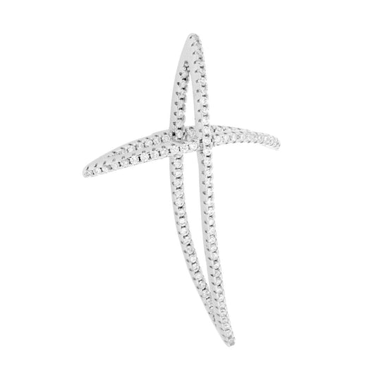 Anhänger Kreuz Seilfaden mit weißen Cubic-Zirkonien, Silber 925 rhodiniert - MeinSchmuckShop