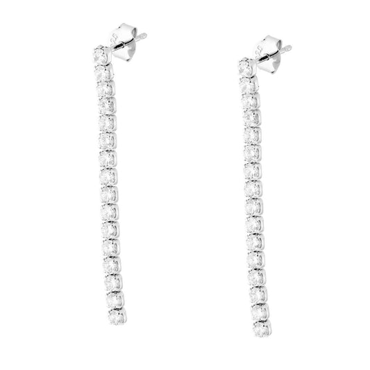 Tennis-Ohrringe mit weißen Cubic Zirconia in 925er Silber, rhodiniert - MeinSchmuckShop