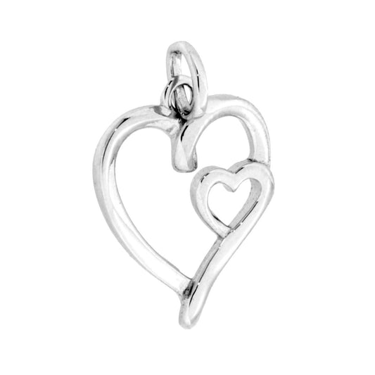 Herzanhänger mit weißen Cubic Zirconia in Silber 925 galvanisch rhodiniert - MeinSchmuckShop