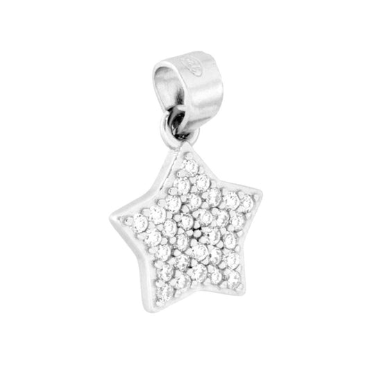 Sternanhänger mit weißen Cubic Zirconia aus 925er Silber, rhodiniert galvanisch - MeinSchmuckShop