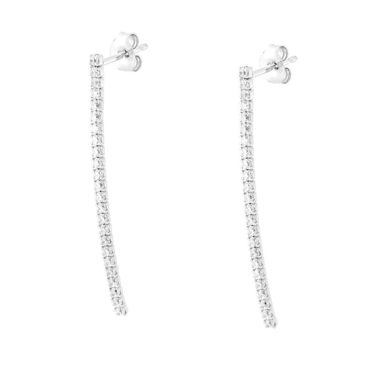 Tennisohrringe mit weißen Cubic Zirconia aus 925er Silber, rhodiniert. - MeinSchmuckShop