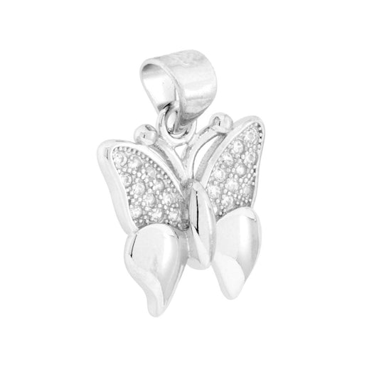 Schmetterlingsanhänger mit weißen Cubic-Zirkonia in Silber 925 rhodiniert - MeinSchmuckShop