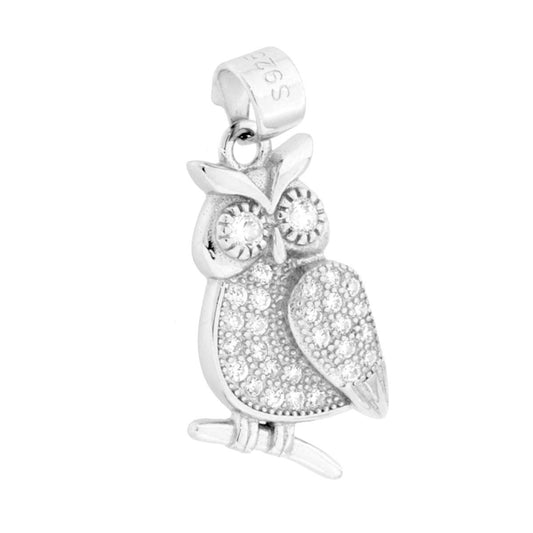 Eulenanhänger mit weißen Cubic-Zirkonien, Silber 925, rhodiniert - MeinSchmuckShop