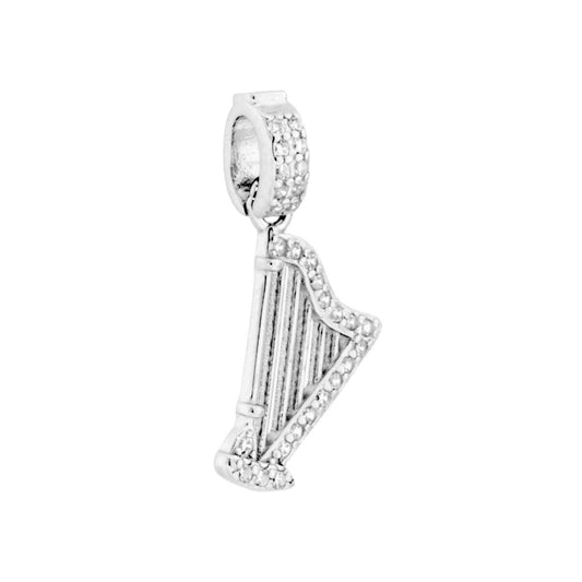 Anhänger Harfe mit weißen Cubic Zirconia aus 925er Silber, rhodiniert - MeinSchmuckShop