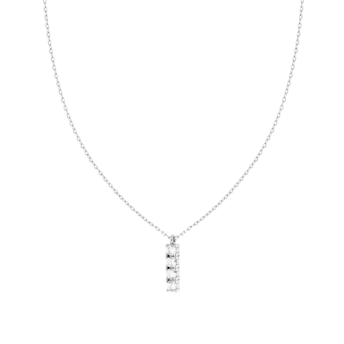 Halskette Kette feine diamantierte mit Tennisbar und weißen Cubic Zirconia aus 925er Silber, rhodiniert galvanisch. - MeinSchmuckShop