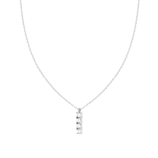 Halskette Kette feine diamantierte mit Tennisbar und weißen Cubic Zirconia aus 925er Silber, rhodiniert galvanisch. - MeinSchmuckShop