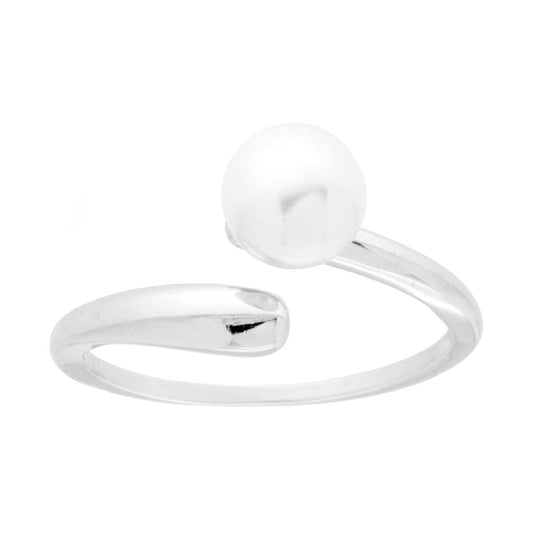 Ring Contrarie mit weißer Perle in 925er Silber, galvanisch rhodiniert - MeinSchmuckShop