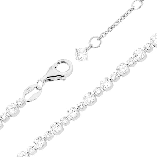 Tennisarmband Länge 17 cm + 3 cm Verlängerung mit Cubic Zirconia 3 mm und 2 weißen Steinen, Silber 925 rhodiniert. - MeinSchmuckShop
