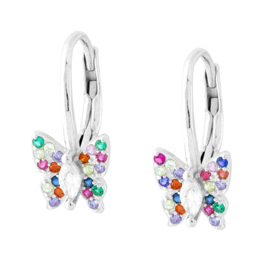 Ohrstecker Monachella Schmetterling mit multicolor Cubic Zirconia aus 925er Silber, rhodiniert. - MeinSchmuckShop