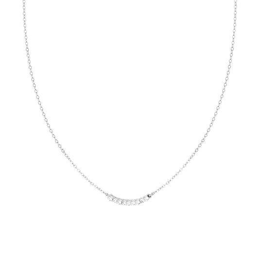 Halskette mit Forzatina-Kette, diamantiert, mit Tennis-Bar und weißen Cubic-Zirkonien, Silber 925 rhodiniert galvanisch. - MeinSchmuckShop