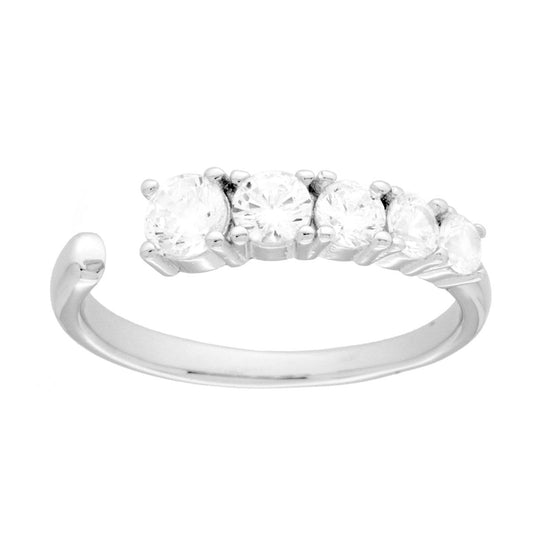 Offener Veretta-Ring mit kubischen Zirkonien in Degradé Weiß, 925er Silber, rhodiniert - MeinSchmuckShop