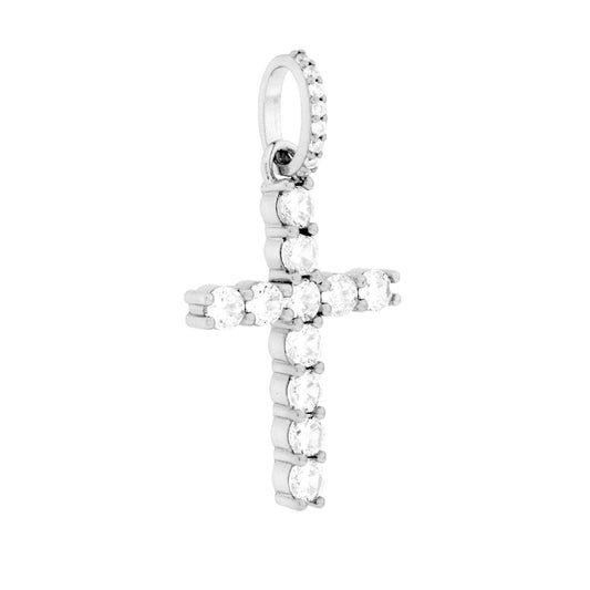 Kreuzanhänger mit weißen Cubic Zirconia, aus 925er Silber, rhodiniert - MeinSchmuckShop