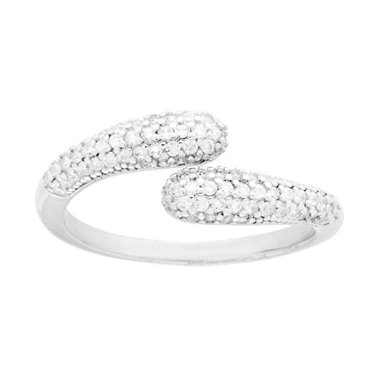 Ring Contrarie mit weißen Cubic-Zirkonia in Silber 925 galvanisch rhodiniert - MeinSchmuckShop