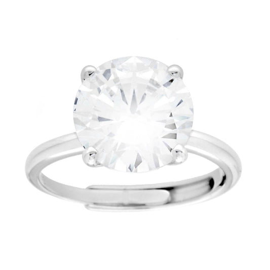 Solitärring aus Cubic Zirconia Weiß Größe 11 in Silber 925 rhodiniert - MeinSchmuckShop