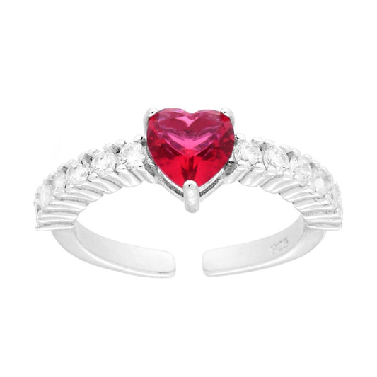 Ring Liebe Liebe Veretta Herz Rubinrot mit weißem Cubic Zirconia in Silber 925 rhodiniert - MeinSchmuckShop