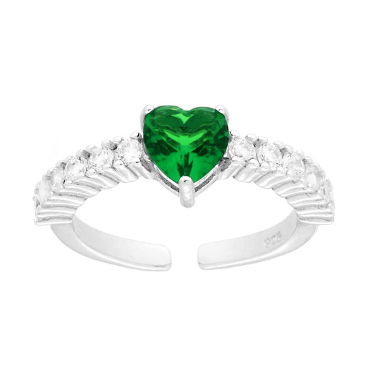 Ring Liebe Love Veretta Herz Grün Smaragd mit Cubic Zirconia Weiß in Silber 925 rhodiniert - MeinSchmuckShop