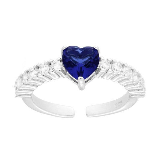 Ring Liebe Veretta Herz Blauer Saphir mit Cubic Zirconia Weiße aus Silber 925 galvanisch Rhodium-beschichtet - MeinSchmuckShop