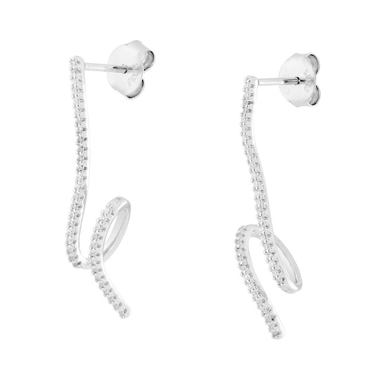 Ohrstecker Filigranspirale mit weißen Cubic Zirconia in Silber 925 Rhodium-beschichtet - MeinSchmuckShop