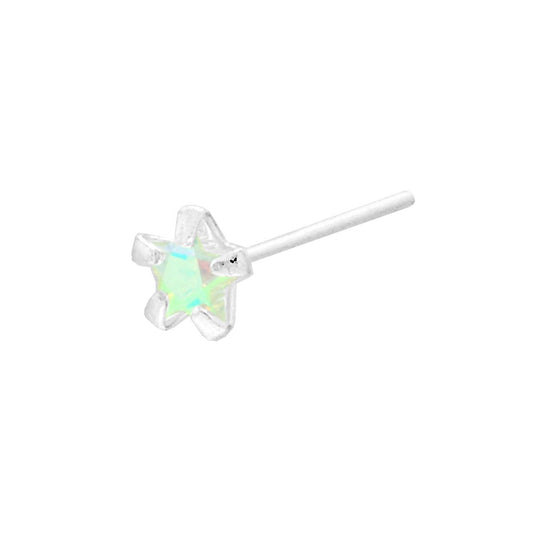 Nasenpiercing Nadel Stern 3,3 mm mit Cubic Zirconia Aurora Borealis aus Silber 925 - MeinSchmuckShop