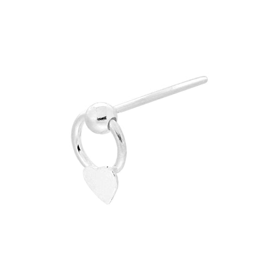 Nasenpiercing mit Stift, Ring und pendendem Herz aus 925er Silber - MeinSchmuckShop