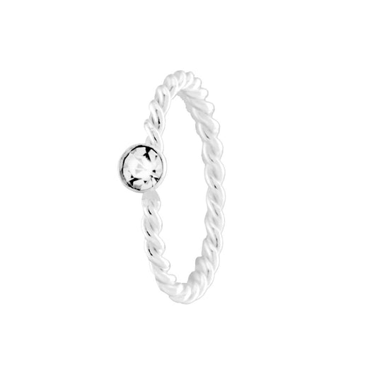 Nasenpiercing-Ring Torchon Ø 10 mm, mit weißem Cubic Zirconia Stein, aus Silber 925 - MeinSchmuckShop