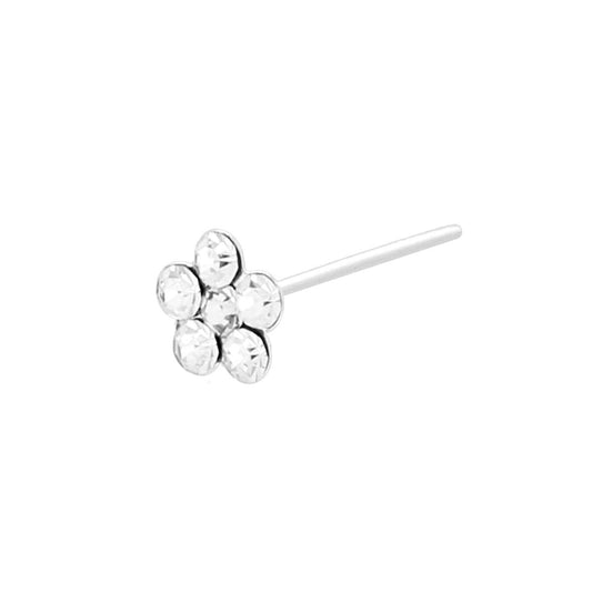 Nasenpiercing Nadelblume 3,8 mm mit weißen Cubic Zirconia aus Silber 925 - MeinSchmuckShop