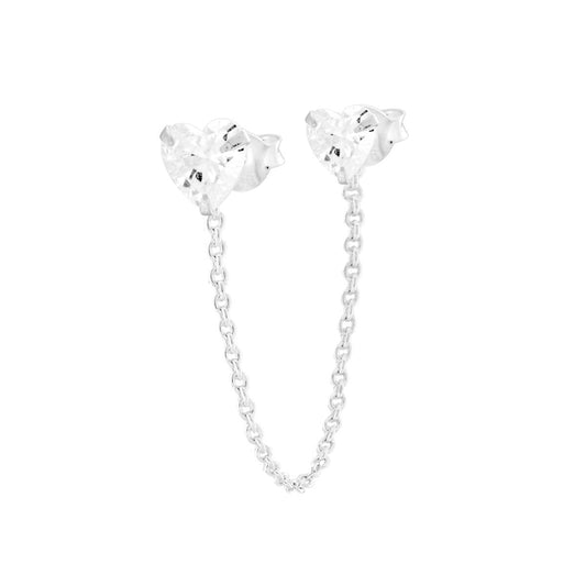 Ohrstecker Punto-Luce Herzen Weißer Cubic-Zirconia mit Anhängerkette aus Silber 925 - MeinSchmuckShop