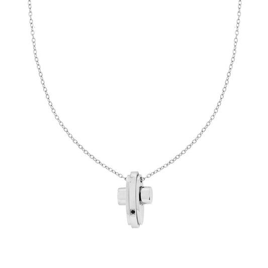 Kette mit diamantierter Forzatina-Kette, Kreuz und schwarzem Kristall aus Edelstahl. - MeinSchmuckShop