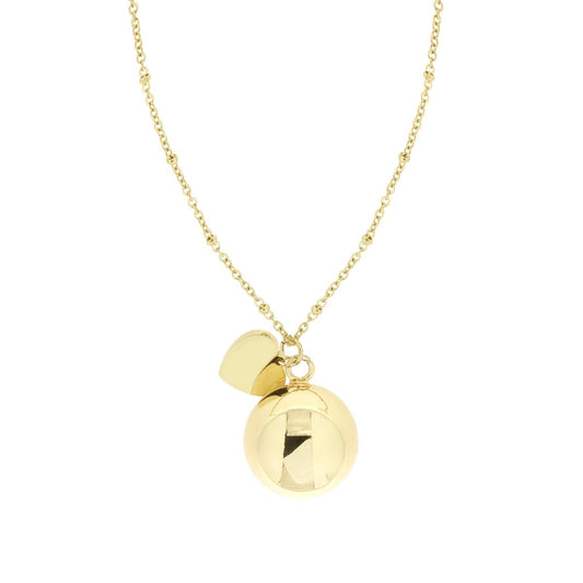 Halskette Kette Forzatina Diamantiert mit Kugeln, Länge 90 cm, Chiama Angeli mit Herz aus Edelstahl und Bronze, Goldfarbe - MeinSchmuckShop