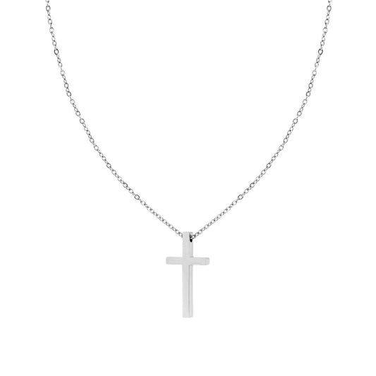 Halskette – feine diamantierte Kette mit Kreuz aus Stahl - MeinSchmuckShop