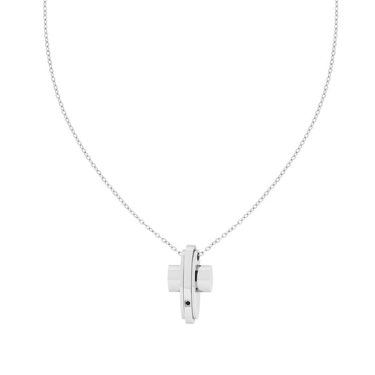 Forzatina-Kette diamantiert mit Kreuz und schwarzem Kristall aus Edelstahl - MeinSchmuckShop