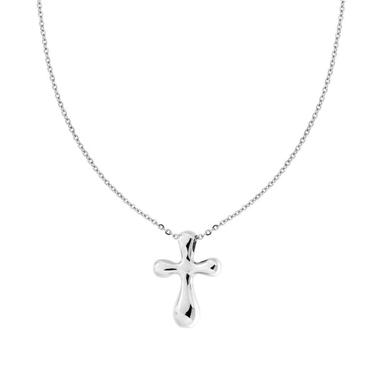 Kette mit Forzatina-Kette, diamantiert, mit Bubble-Kreuz aus Edelstahl - MeinSchmuckShop