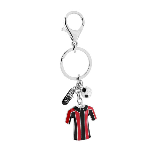 Schlüsselanhänger für Herren und Damen mit Ring und Papagei, mit Ball, Schuh und Fußballtrikot, mit rotem und schwarzem Emaille aus Edelstahl. - MeinSchmuckShop
