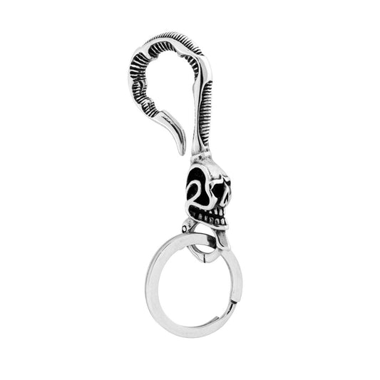 Schlüsselanhänger für Damen und Herren mit Ring, Anker und Totenkopf aus brüniertem Stahl - MeinSchmuckShop