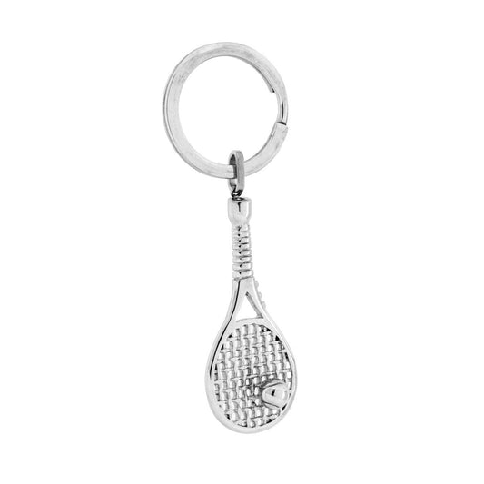 Schlüsselanhänger für Herren und Damen mit Ring und Tennisschläger aus Edelstahl - MeinSchmuckShop