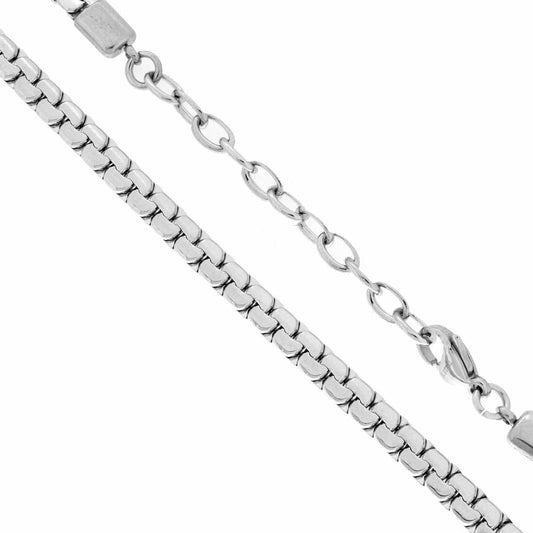 Venezianerkette, runde, gehämmerte Kette, Querschnitt 4,6 mm, Länge 50+5 cm, aus Stahl - MeinSchmuckShop