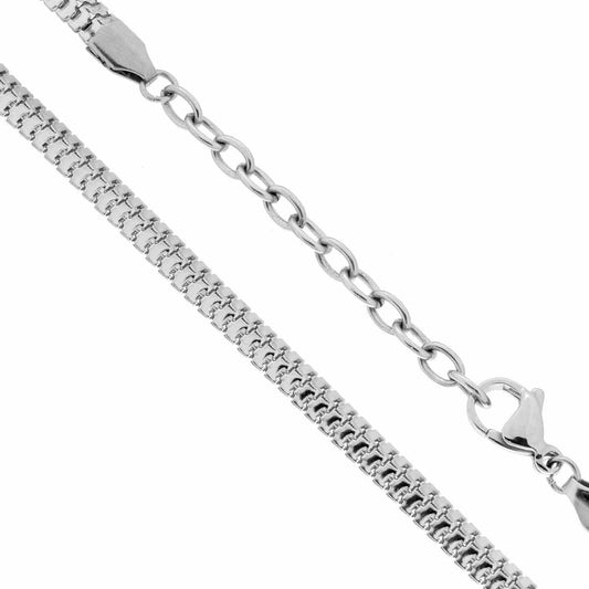 Kette Mausenschwanz quadratisch gestanzt, Querschnitt 5 mm, Länge 45+5 cm, aus Stahl - MeinSchmuckShop