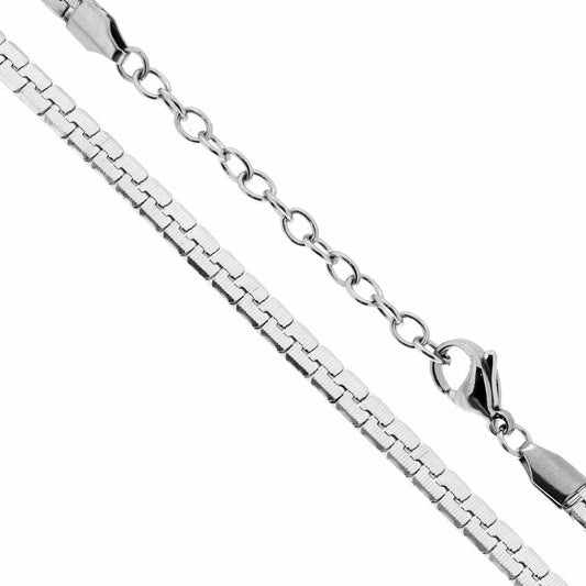 Venezianische Kette, geriffelt, Querschnitt 4,5 mm, Länge 45+5 cm, aus Stahl - MeinSchmuckShop