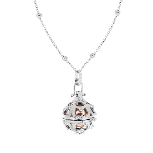 Halskette, diamantierte Forzatina-Kette mit Kugeln, 90 cm, Engelrufer, mit Bimbo aus Edelstahl und Bronze - MeinSchmuckShop