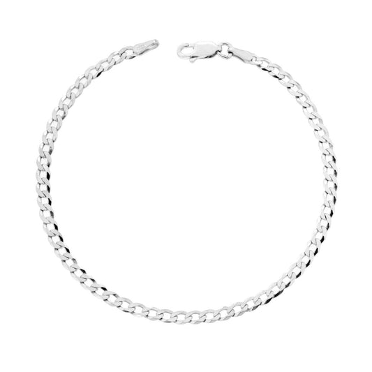 Armband Grumetta diamantiert extraflat 080 Querschnitt 3 mm Länge 19 cm aus Silber 925 galvanisch rhodiniert - MeinSchmuckShop