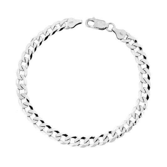 Armband Grumetta Diamantata Extraflat 150 Querschnitt 6,8 mm Länge 21 cm in Silber 925 galvanisch rhodiniert - MeinSchmuckShop