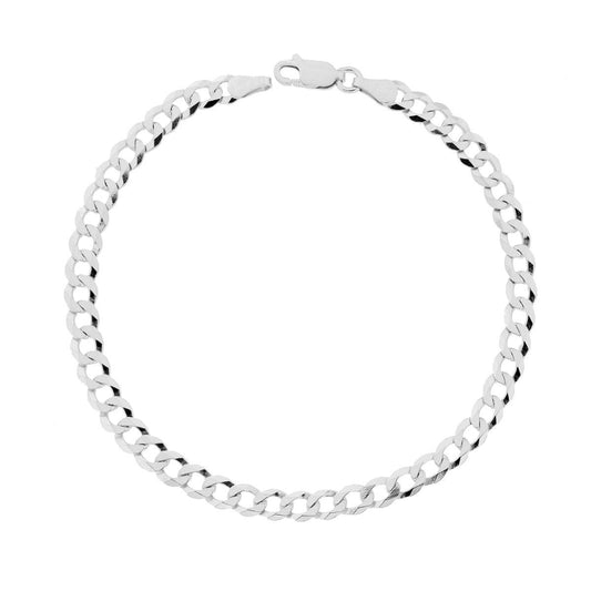 Armband Grumetta diamantiert Extraflat, 100 Querschnitt 4,6 mm, Länge 19,5 cm, aus Silber 925 galvanisch rhodiniert. - MeinSchmuckShop