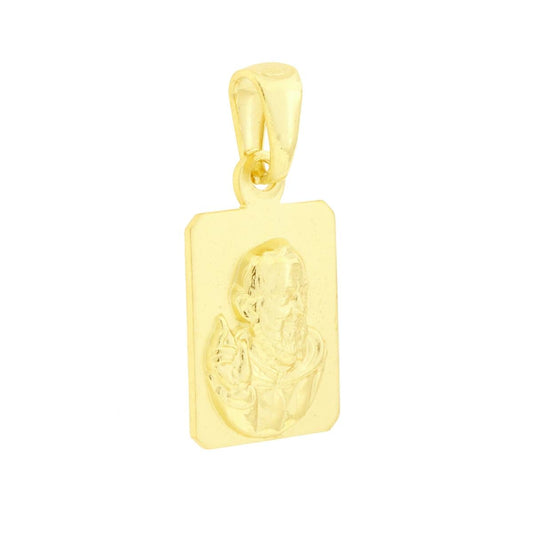 Rechteckiger Medaillon-Anhänger mit Padre Pio, Silber 925, galvanisch vergoldet - MeinSchmuckShop