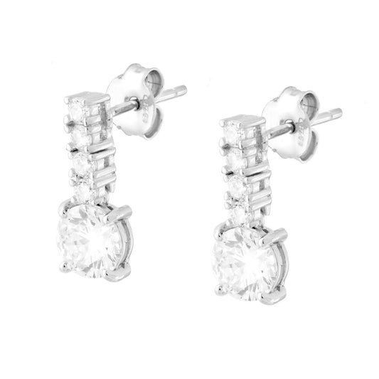 Ohrringe Tennisbar mit Lichtpunkt Cubic Zirconia Weiß aus 925er Silber rhodiniert - MeinSchmuckShop