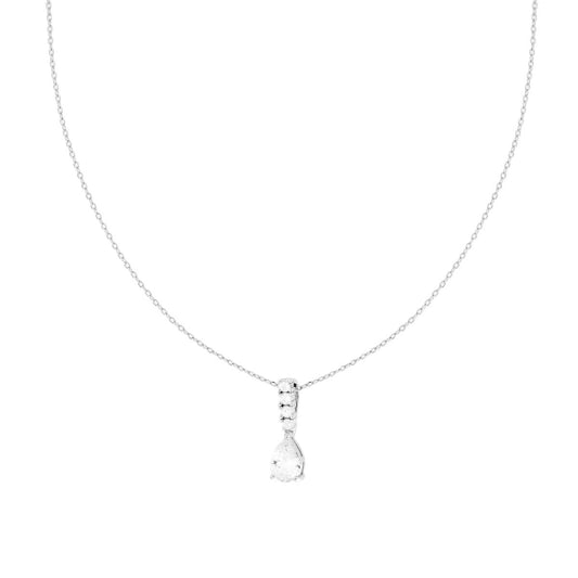 Halskette aus Filigrankette, diamantiert, mit Tennis-Bar, Lichtpunkt-Tropfen und weißen Cubic Zirconia, aus 925er Silber, rhodium-beschichtet - MeinSchmuckShop