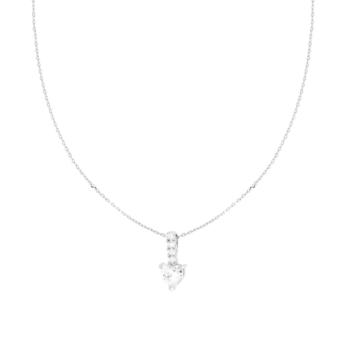 Kette Forzatina diamantiert, mit Tennis-Bar, Lichtpunkt, Herz und weiße Cubic Zirconia, aus 925er Silber rhodiniert - MeinSchmuckShop