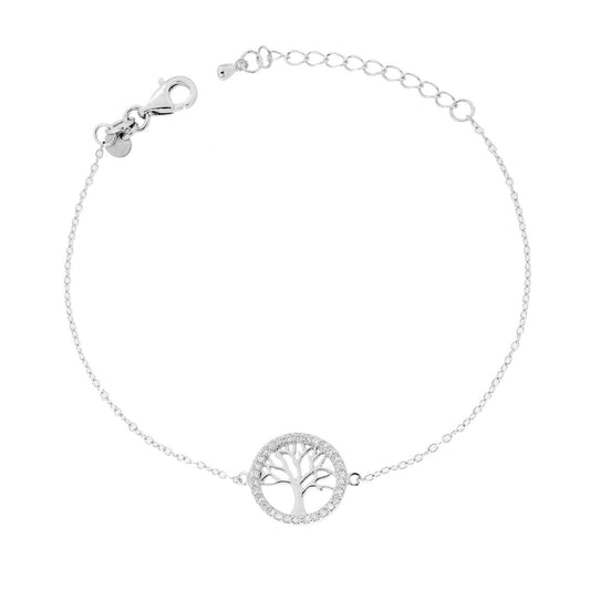 Armband Kette Forzatina Diamantierte Baum des Lebens mit weißen Cubic Zirconia in Silber 925 rhodiniert - MeinSchmuckShop